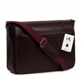 Geanta office pentru laptop 15" si documente din piele naturala safiano DiAmanti Benevento Bordo